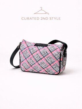 Karl Lagerfeld Tweed Crossbody Bag – Pink & Black – Statement Bag - NEW